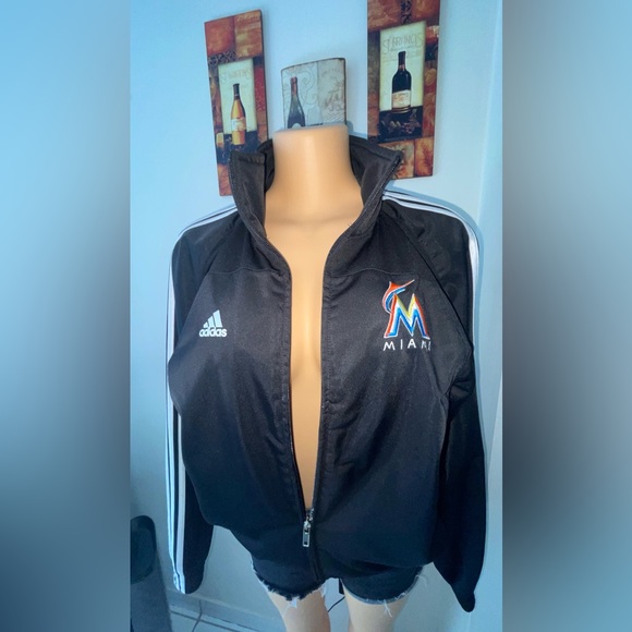 NWT ADIDAS MARLINS MIAMI BLACK ZIP CLOUSURE IN FRONT SIZE L(14-16) Jr (6) - Picture 9 of 9